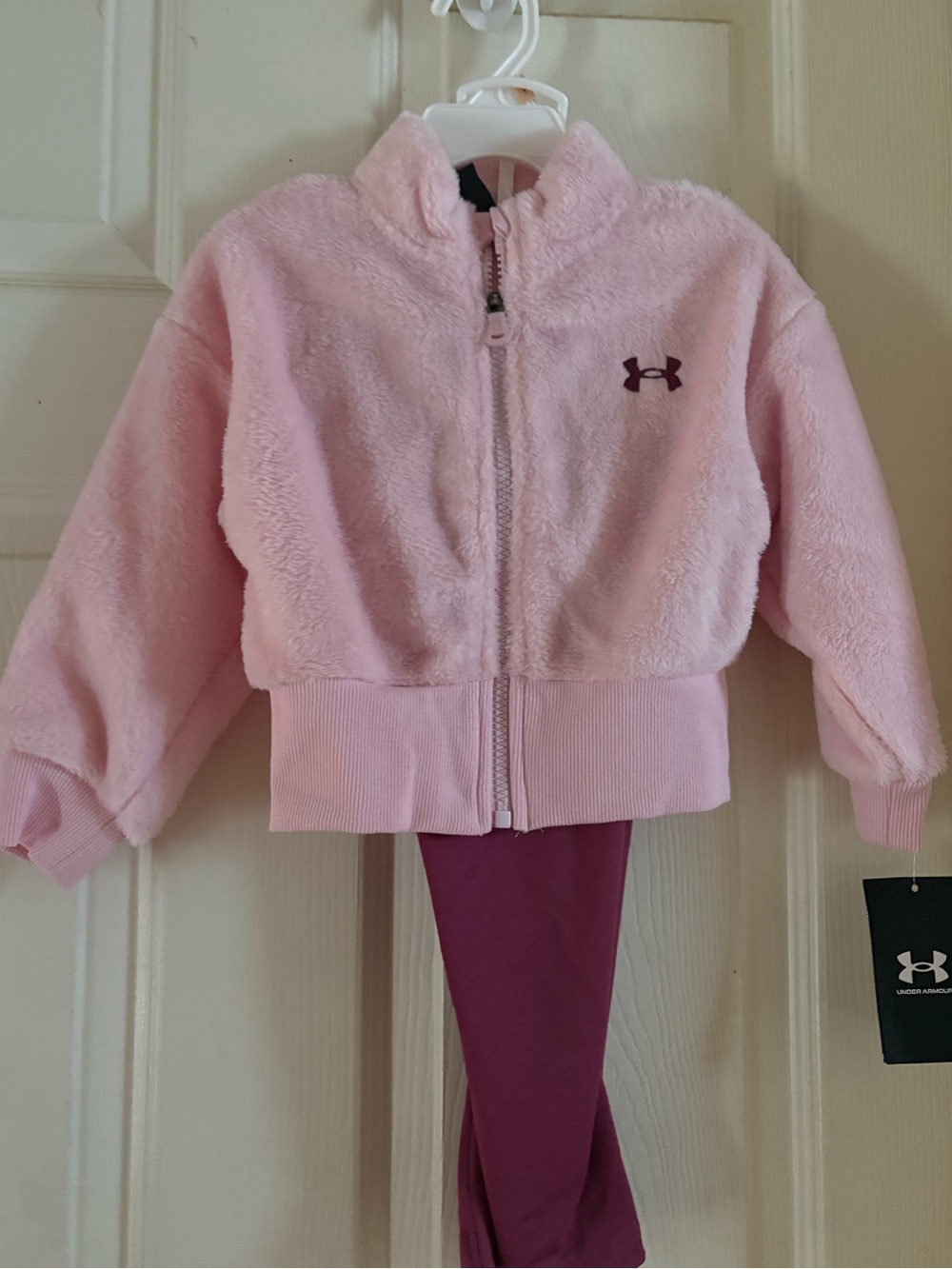 Under Armour Pink Sherpa Jacket with Maroon Leggings